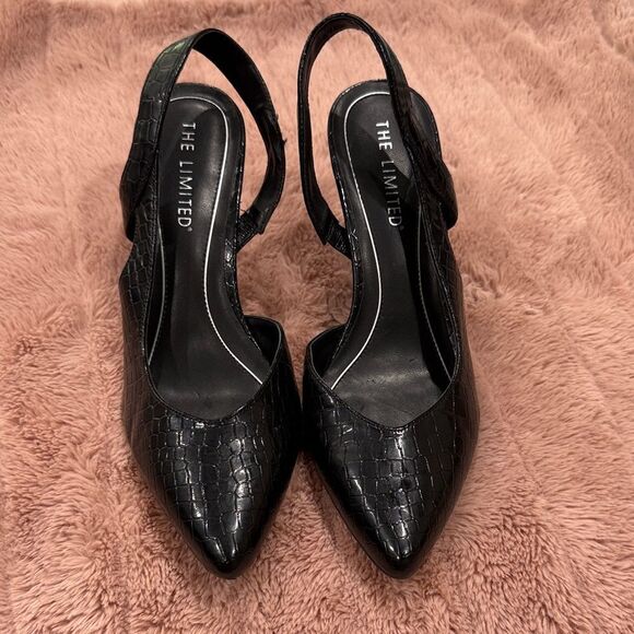 The Limited Black Textured Slingback Heels Size 9 - Picture 1 of 5